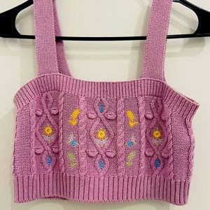 Zara knit crop top purple- Size S